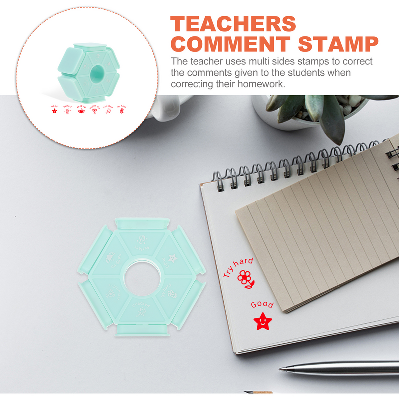 School Small Portable Comment Multi-side Teacher Stamper Teacher Supply Small Stamp Household Stamper for Teacher School Comment