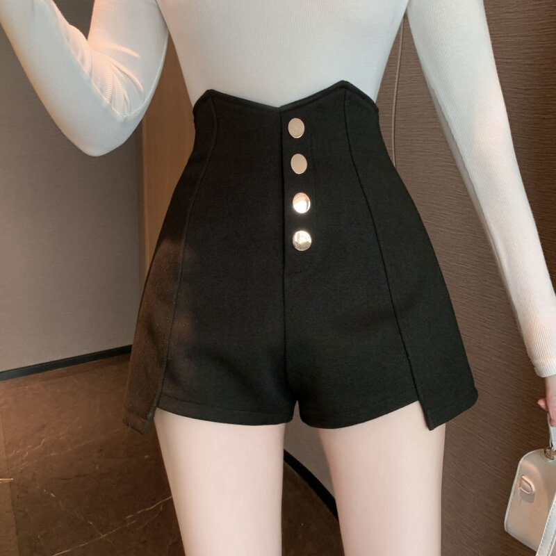 Pantalones de pierna ancha para mujer, ropa de gran tamaño, cintura alta Irregular, botonadura única, moda informal, versión coreana, Color sólido, Verano