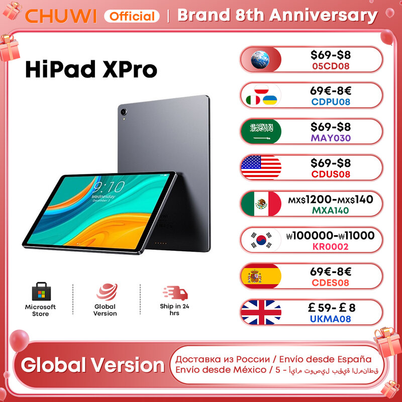 CHUWI HiPad XPro 10,51 polegadas 1920 * 1200 FHD tela Android12 Tablet Unisoc T616 Octa Core Mali G57 GPU 6GB RAM 128GB ROM Tablet PC