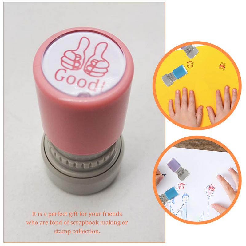 4 Pcs Simple Seal Encourage Cartoon Chapter Student Kids Stamps Teacher Plastic Classroom Must Haves Design Stamper