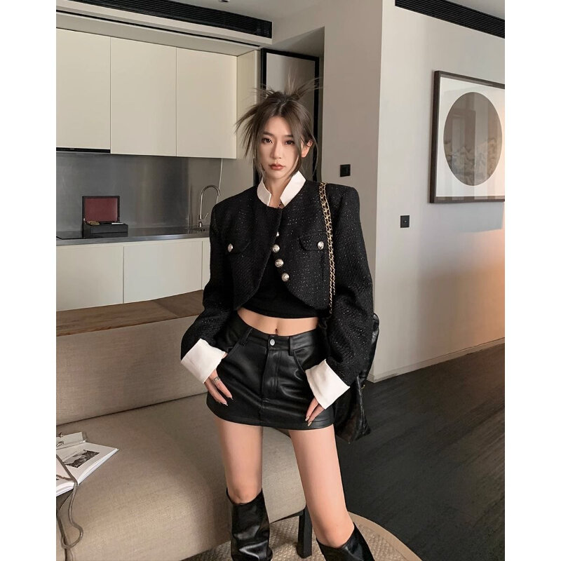 Deeptown Sexy Leather Skirt Vintage Black Coquette Short Skirts Fashion Punk Slim Up High Waisted A-line Street Casual Skirt