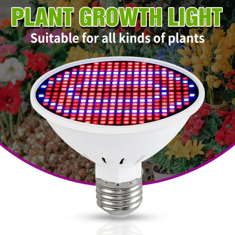 E27 светодиодный Grow светильник 85-265V, фитолампа полного спектра