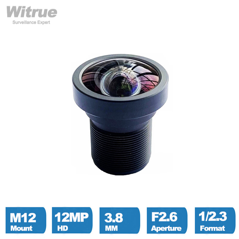 Witrue HD 12MP 3.8mm CCTV Lens 1/2.3 Inch F2.6 4K HFOV No Distortion for Gopro DJI/for SJCAM SJ7 Cameras with IR filter 650nm