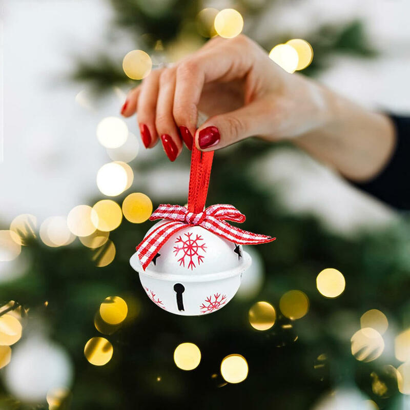 Pendentif décoratif en métal Jingle Bell, flocon de neige de Noël, ornement d'arbre, fournitures de décoration de fête à la maison, 1/12 pièces