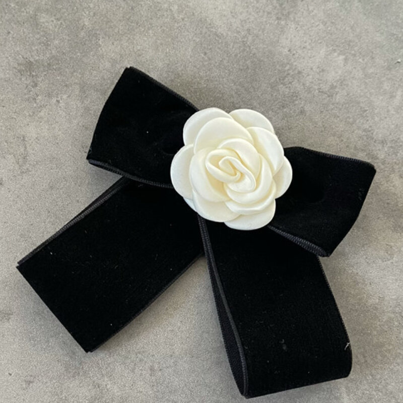 Branco camélia gravata borboleta para moda feminina terno camisa colar flores jk uniforme acessórios presente da mulher preto streamer pinos