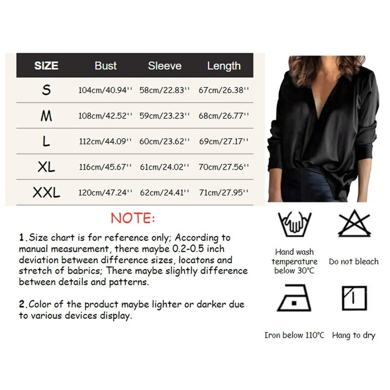 Summer Casual Solid Color Women Blouse Shirt Elegant Satin V-Neck Loose Long Sleeve Solid Color Pullover Top Office Lady Clothes