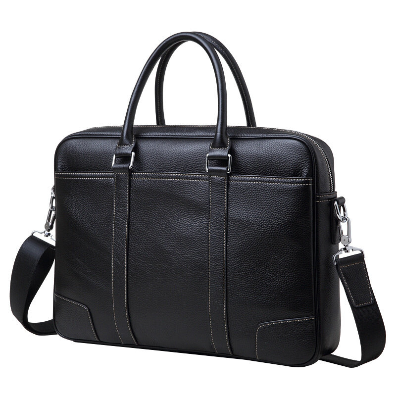 Luxury Genuine Leather Men's Briefcases 14" Laptop Handbag Cowhide Business Crossbody Bag Messenger Shoulder Bags for