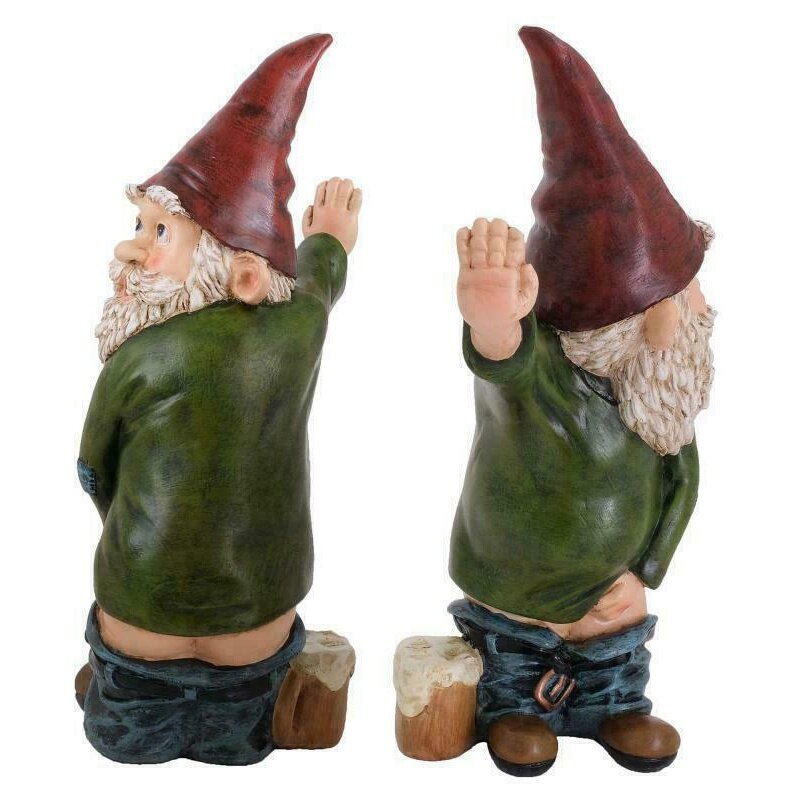 Naughty Garden Gnome Anões engraçados, Decoração interior e exterior, Ornamento de gramado, Resina, 1Pc