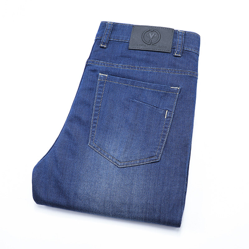 SHAN BAO marka wiosną i latem nowy nabytek dżinsy mężczyźni odzież wysokiej jakości miękkie spodnie bawełniane Business Casual spodnie