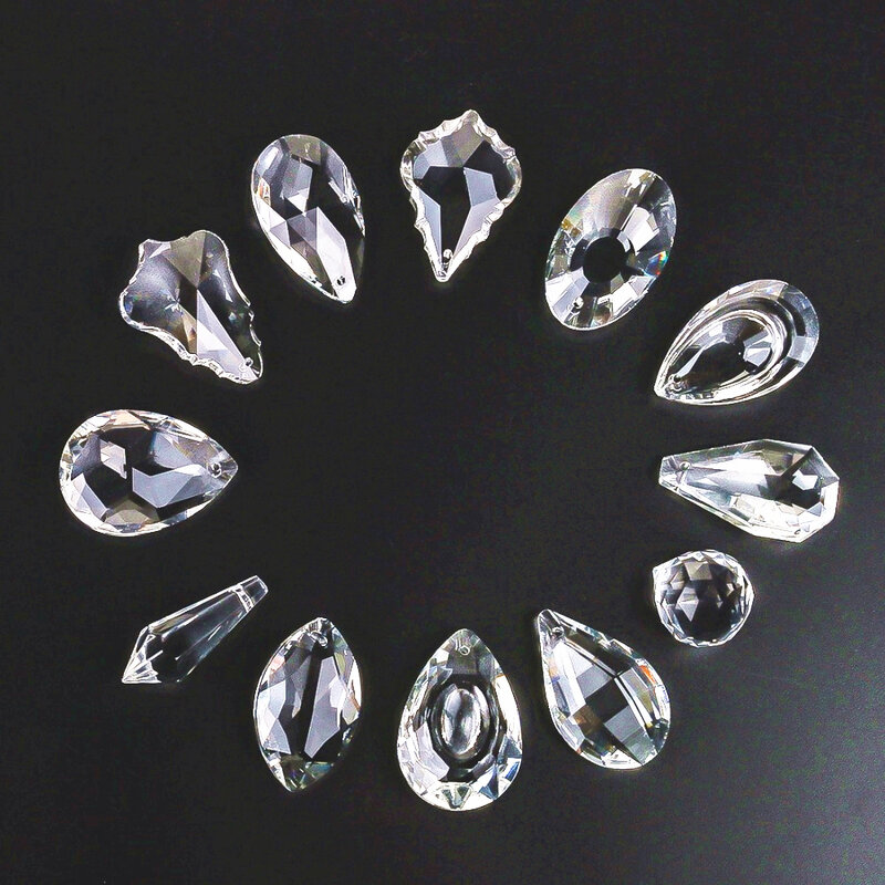 38mm/50mm 1 Piece All Types Glass Art Crystal Prism Pendant Chandelier Lamp Hanging Ornament DIY Suncatcher Faceted Teardrop