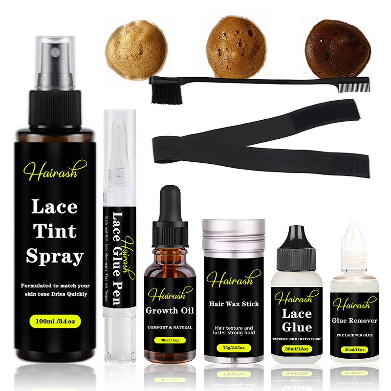 Lace Wig Glue e Lace Tint Spray, Removedor de peruca dianteira do laço, Melting Band, Hair Wax Stick, Pen Growth Oil, instale o Kit