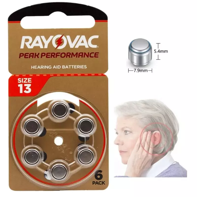 Rayovac-Prothèse Auditive Haute Performance Patricia A13, 60 Pièces, 24.com Batterie zinc air 13/P13/magasin 48 pour appareils auditifs BTE