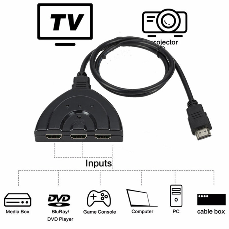 4K * 2K 3D Mini 3 porte Switch compatibile HDMI 1.4b 4K Switcher Splitter 1080P 3 in 1 out Port Hub per DVD HDTV Xbox PS3 PS4