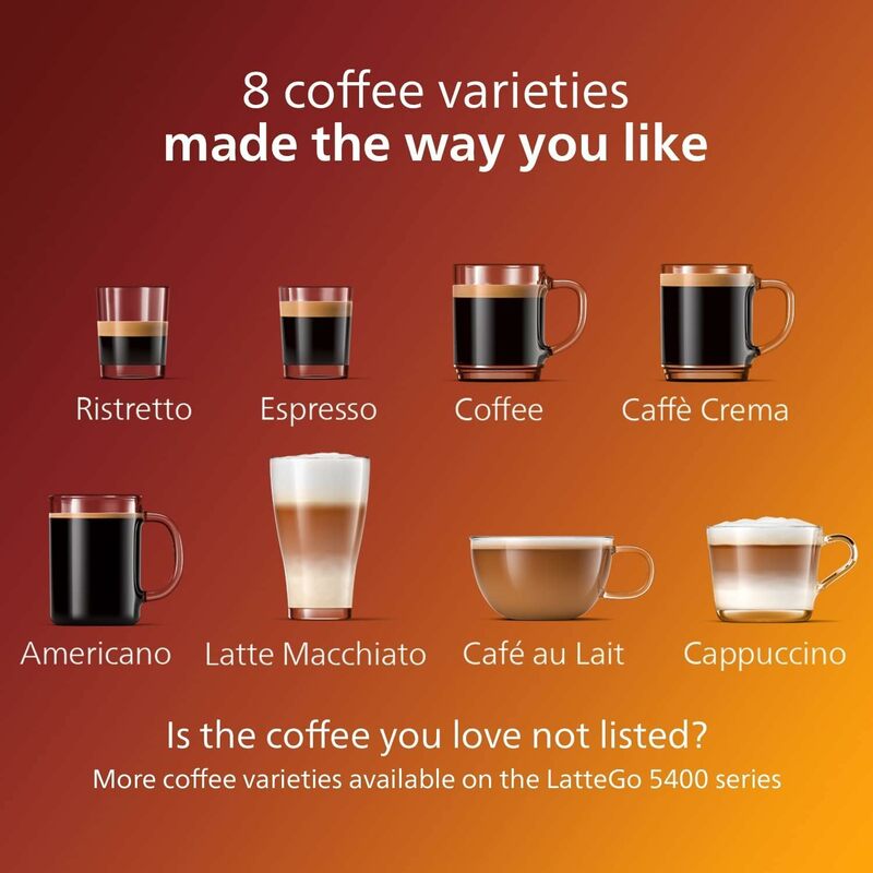W pełni automatyczny ekspres do kawy serii PHILIPS 4300-spieniacz do mleka LatteGo, 8 odmian kawy, intuicyjny ekran dotykowy, czarny
