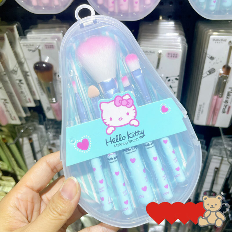 Sanrio Hello Kitty Makeup Brush Set, Anime Fashion Jewelry, Blush, Sobrancelha, Lábio, Escova de Sombra, Ferramentas de Beleza, Girls Gift with Box