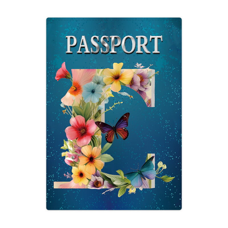 レザーパスポートホルダートラベルウォレット、パスポートカバー、カードケース、ドキュメントオーガナイザー、宇宙飛行士レター名パターン