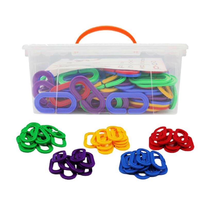 150 Pieces Assorted Color Links Rainbow C Links, Fine Motor, Parrot Bird Toy Cage, Learning Toys Chain Links for Playroom Kids