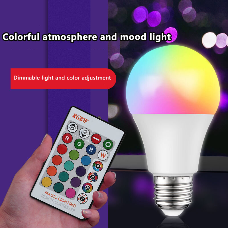 Spotlight Bulb E27 220V RGB LED Light Bulb 5/7/10/15/20/30W IR Remote Control Changeable Colorful Dimmable RGBW Led Lamp