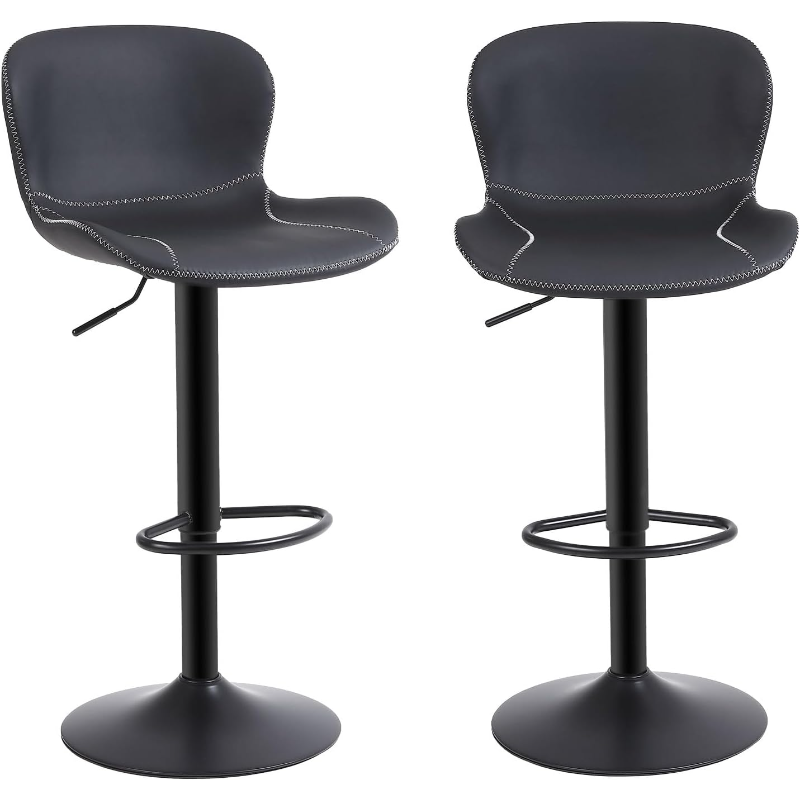 Youhauchair Bar Stools Set of 2, PU Leather Counter Height stools with Back,  Adjustable Swivel  Chairs, Modern Arml