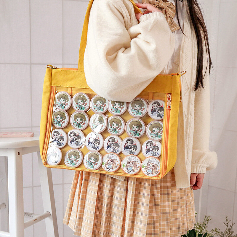 Kawaii-새로운 일본 여성 학교 십대 소녀 JK 가방, 큰 캔버스 가방 PVC 투명 itabag 어깨 가방, 2022