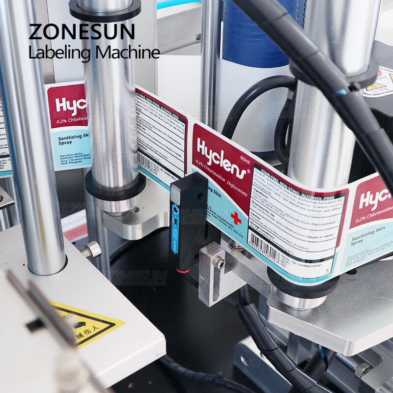 ZONESUN-máquina de etiquetado automático de ZS-TB550, línea de embalaje de vidrio y plástico, para botellas, tarros, poligonales, irregulares y redondas