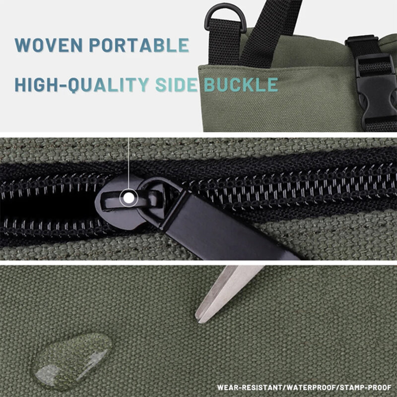 Tool Storage Bag Waterproof Canvas Five Grid Pocket Rollable Hand Bag for Tools Wrench Screwdriver Socket Pliers Organizer Bag