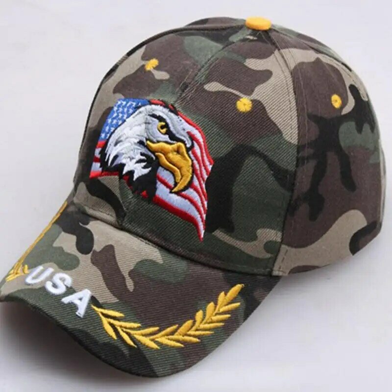 Classic Baseball Hats Men's Eagle And Flag Duck Tongue Hats Unisex Patriotic Embroidered Sunscreen Hat Adjustable Reusable Women