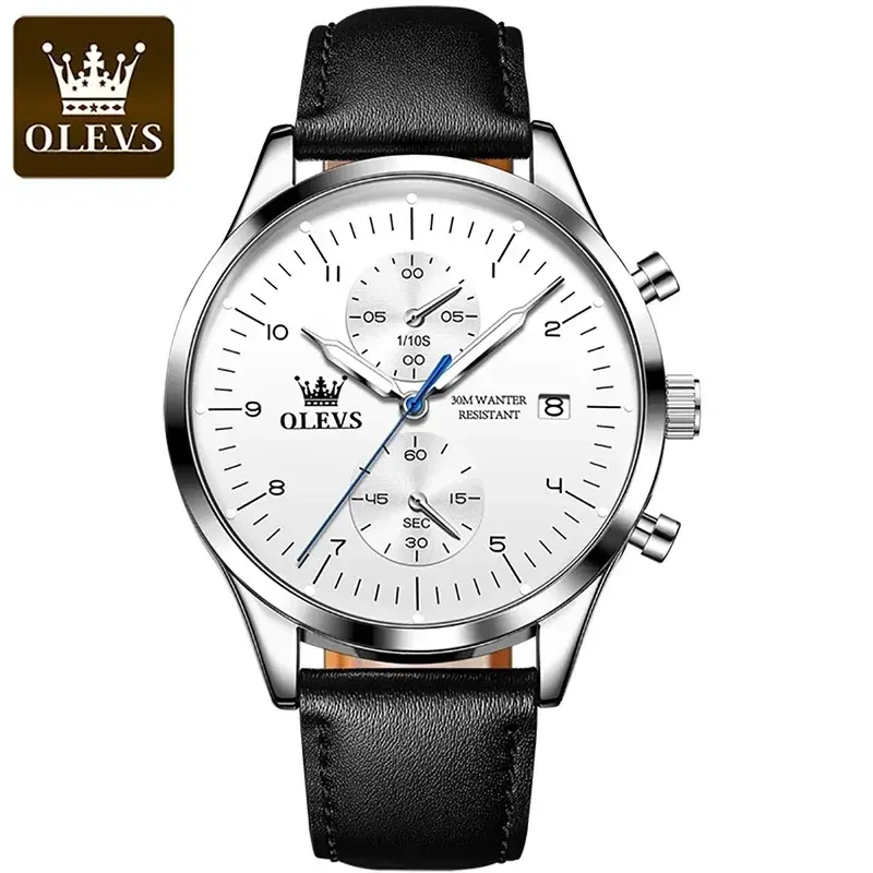 OLEVS-impermeável relógio de quartzo luminoso masculino, luxo negócios relógios, moda cronógrafo relógio de pulso, marca original