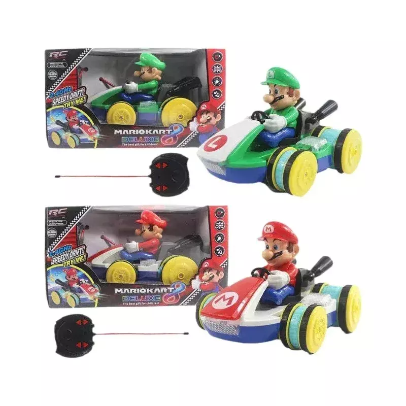 Super Mario empat roda penggerak balap Luigi tokoh aksi musik ringan mobil kendali jarak jauh mainan luar ruangan hadiah ulang tahun anak-anak