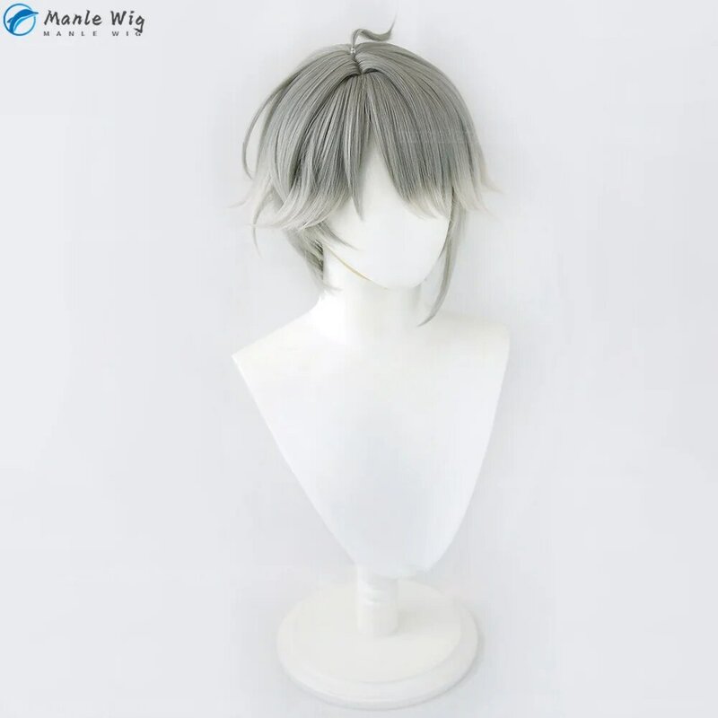 Al Haitham Cosplay Wig  Cosplay Sumeru AlHaitham Wigs 30cm Grey Heat Resistant Hair Anime Cosplay Wigs + Wig Cap