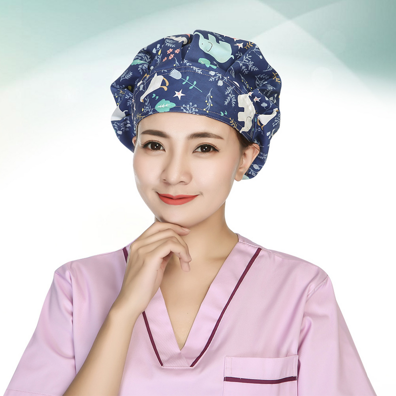 1PC protezione per la testa del cappello da lavoro in cotone per infermiera che assorbe il sudore con stampa delicata per la sala operatoria per la pulizia della cucina