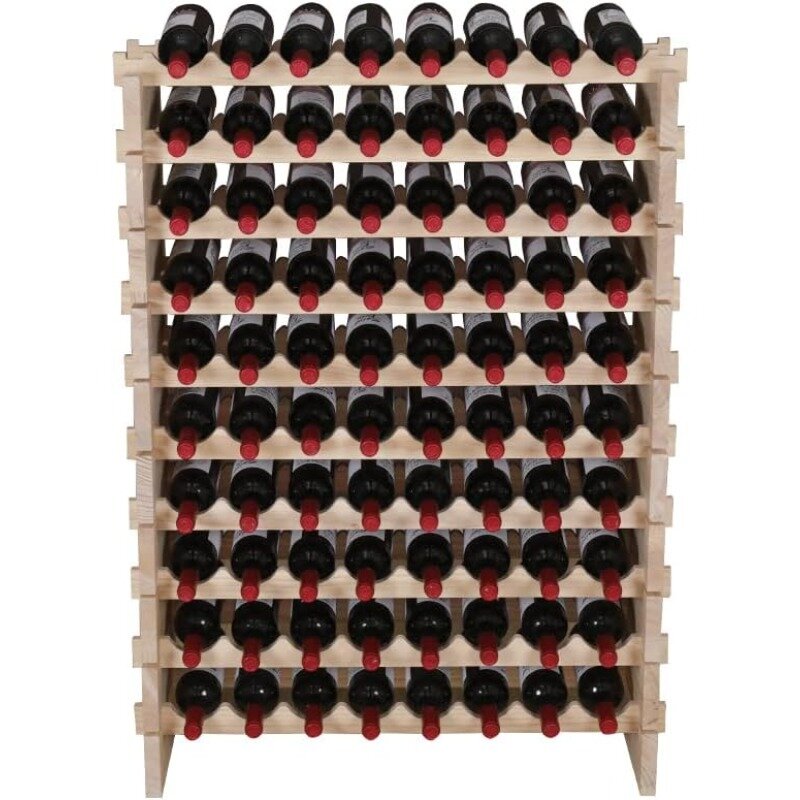 Wine Rack Cabinet Wooden Freestanding for Floor Stackable Storage Wine Bottle Holder