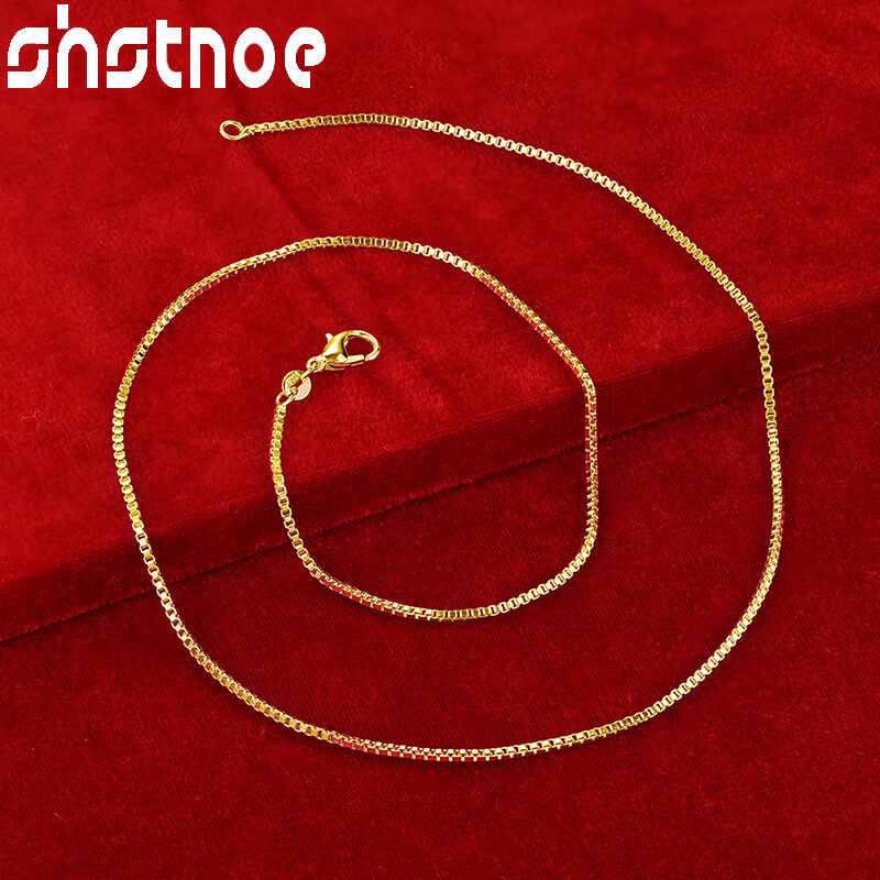 SHSTONE 24K Gold Small Square Grid Chain Necklaces For Woman Fashion Party Wedding Engagement Charm Jewelry Lovers Birthday Gift