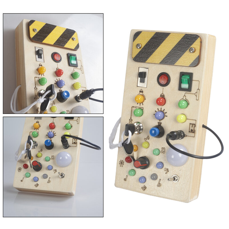 Lights Switch Busy Board Toys com botões, jogo de cognição, brinquedo de viagem, habilidades motoras básicas para meninos, meninas, crianças, 3 anos ou mais