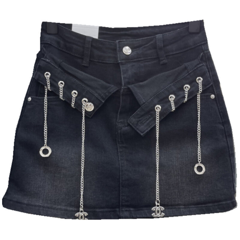 Jeansowa krótka spódniczka damska lato nowy w stylu leśnym projekt dżinsowa spódnica z guzikami kobiet odzież vintage