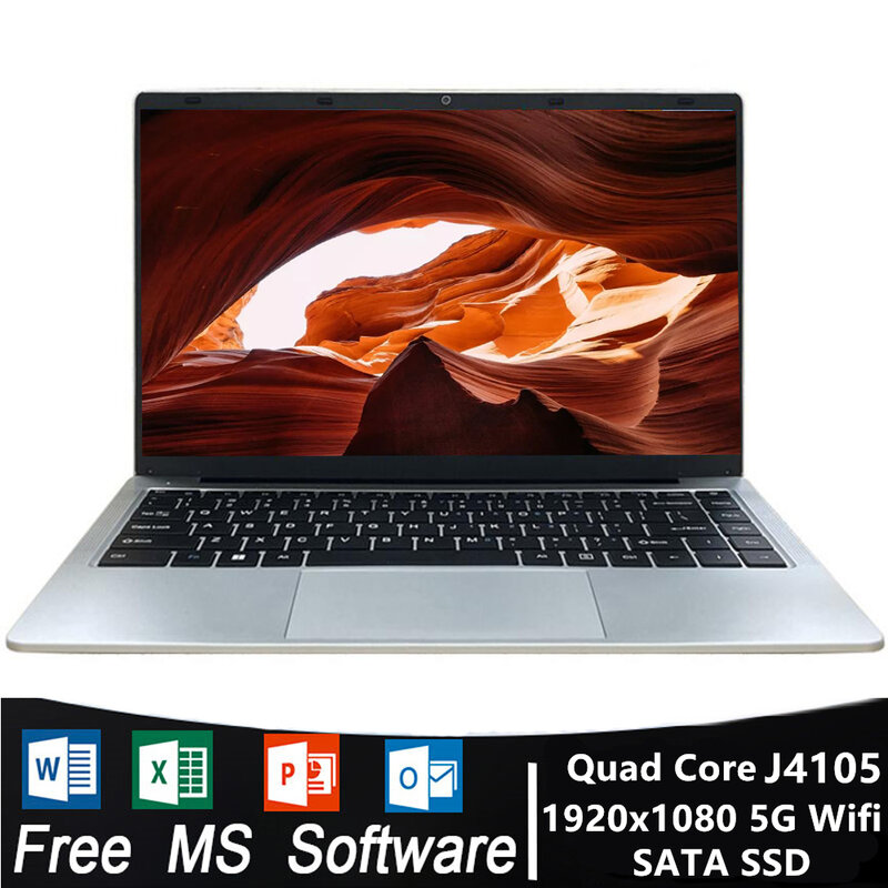 Carbayta 6g ram 128/256/512gb/1tb ssd notebook windows 10 pro intel j4105 portátil quad core 14 "ips tela portátil 5g wifi bt hdmi