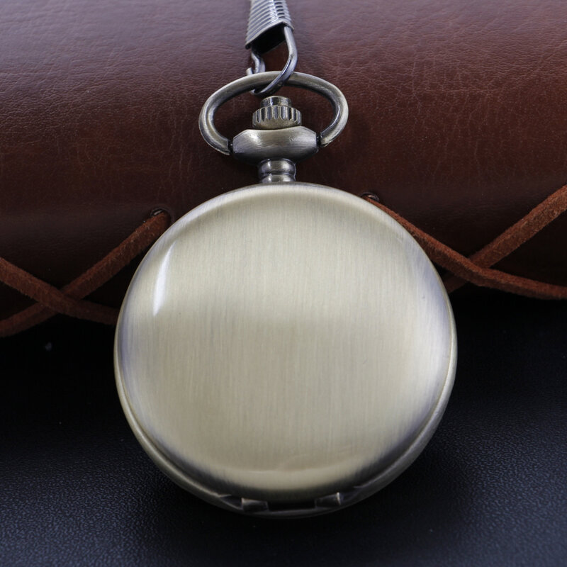 Exquisito collar sencillo de bronce liso reloj de bolsillo de cuarzo Steam Friend Old Fashion Chain colgante Pocket Timer Gift