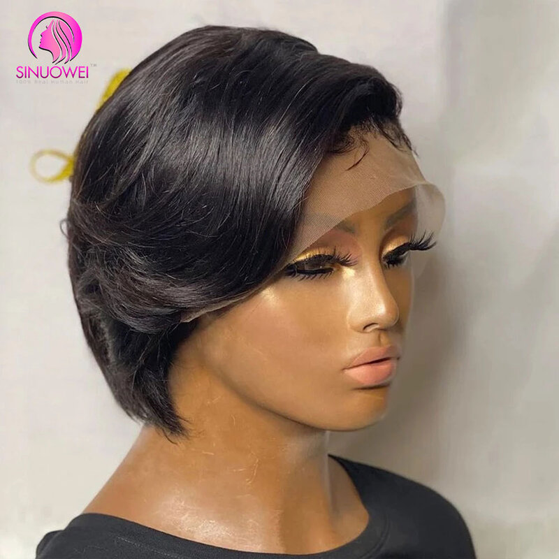 Pixie Cut Perücke transparente Spitze Echthaar Perücken für Frauen gerade kurze Bob Perücke Remy Echthaar Perücke brasilia nische Haar Perücke