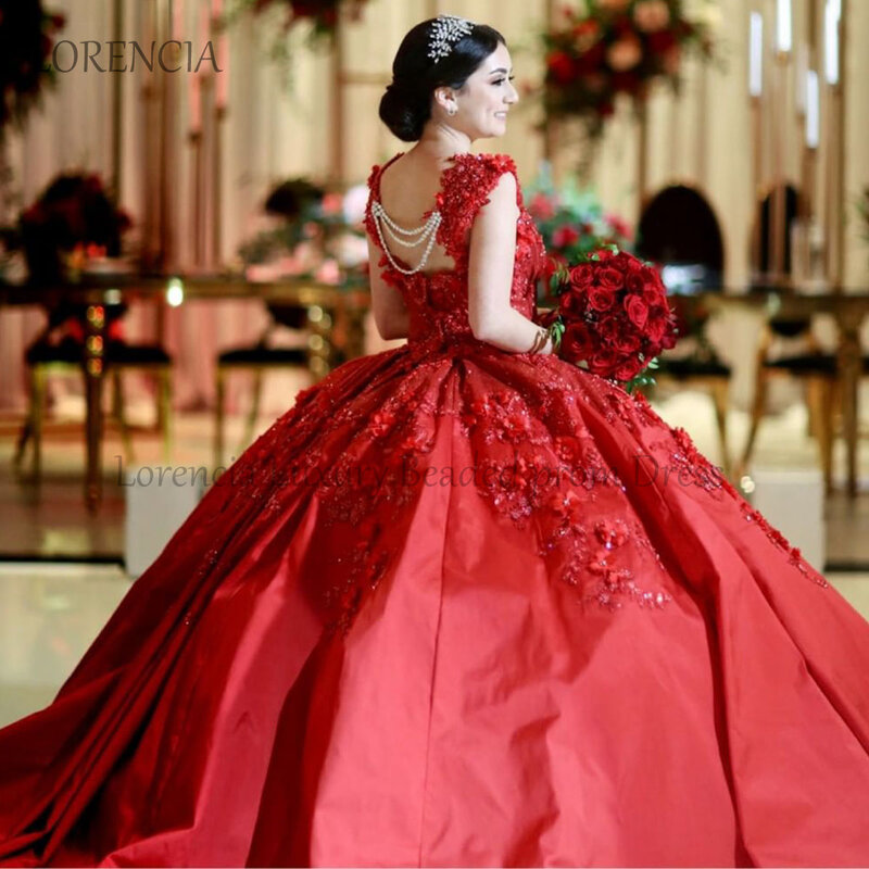 ثوب كرة كوينسينيرا أحمر ، زينة زهور ثلاثية الأبعاد ، ظهر مفتوح ، فستان رسمي ، ثوب حفلة ، 16 ، 15 ، 16
