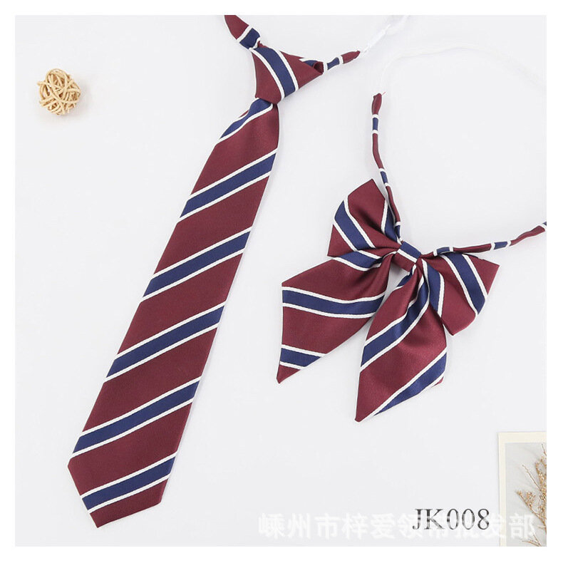 Preguiçoso jk laços feminino listrado linho pescoço gravata meninas estilo japonês para jk uniforme bonito gravata camisa escola acessórios