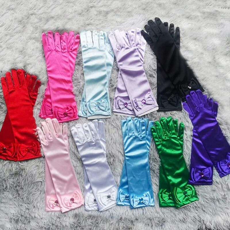Satin Sequins Children's Wear Stage Gloves Skirt Accessories Full Finger Mittens Children Long Gloves