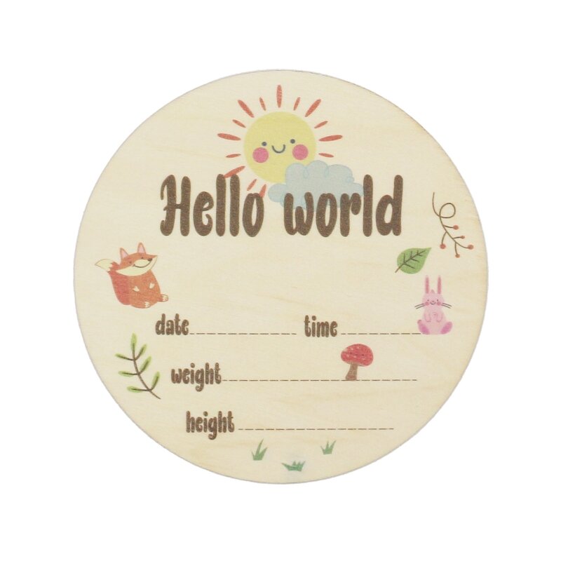 Baby Month Milestone Card Newborn Birth Monthly Birthday Recording Card Infant Photography Props Wooden Teether Toy