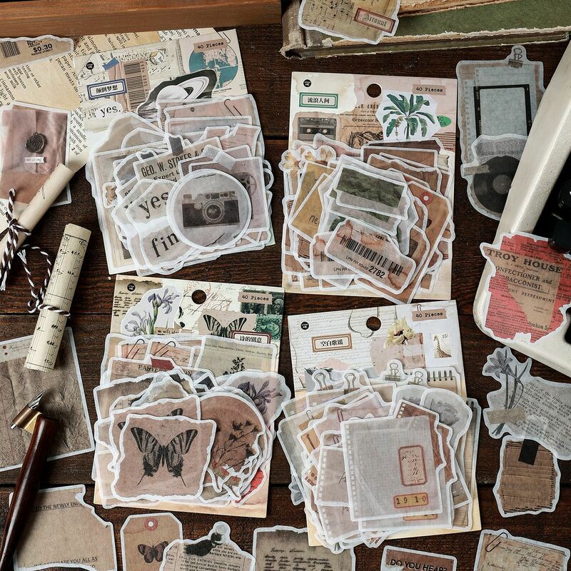 40 buah/lot stiker buku tempel Kawaii halaman fragmen DIY perlengkapan buku tempel jurnal stiker alat tulis dekoratif