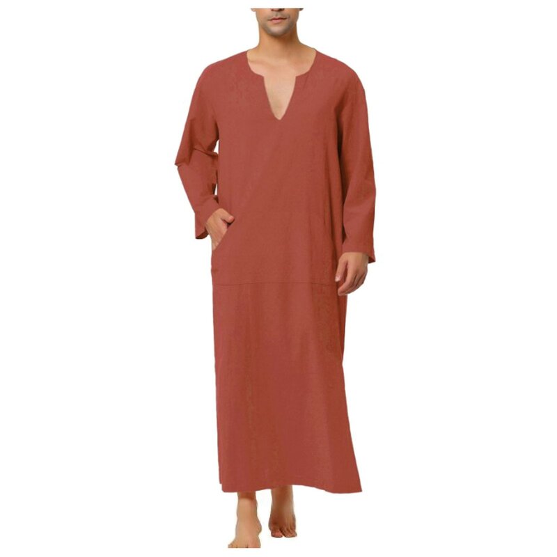 Robe musulmane en lin doux pour hommes, Abaya, Dubaï, Arabe, Vêtements islamiques, Kaftan, Jubba, Thobe, Qamis, Zones Me, Costumes traditionnels Islam