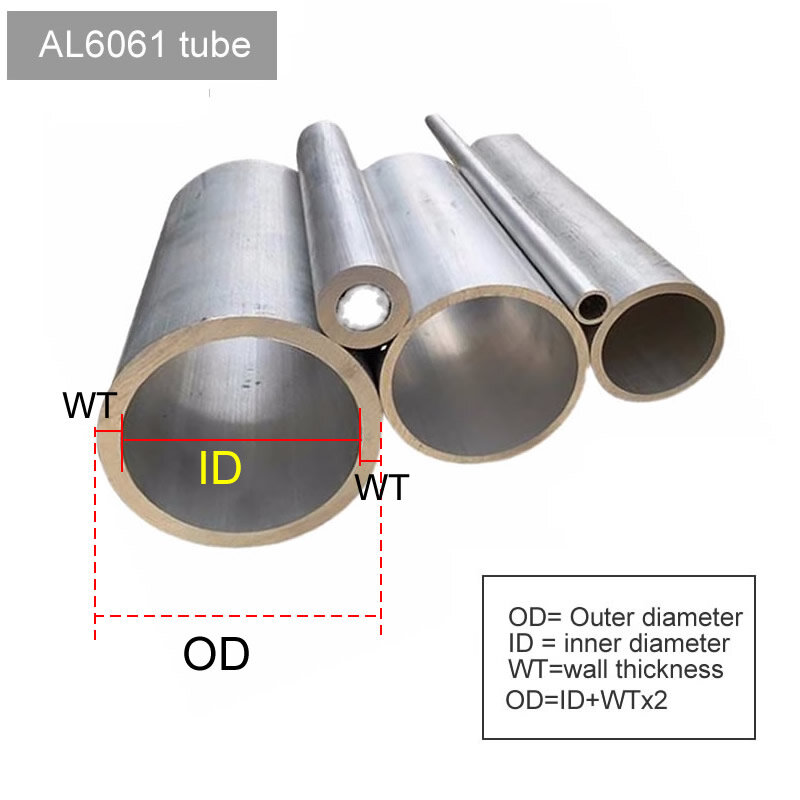 Aluminum round tube 6061 outer diameter 45mm inner 20-42mm wall 1.5-12.5mm Hard straight aluminum pipe thin thick wall