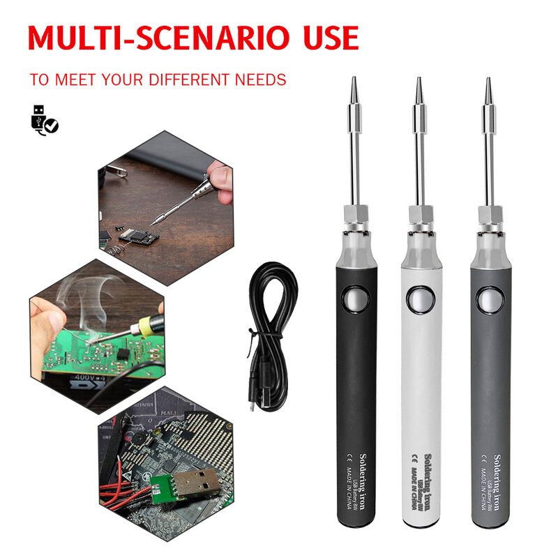 무선 전기 납땜 다리미 펜, USB 충전 스레드 코드 버너 용접 펜, 온도 조절 용접 장비, 5V
