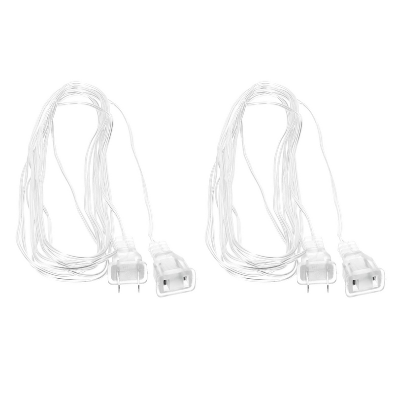 2 Pcs Clear Extension Cord Christmas Light Extender String Light Extension Cord For Christmas Lights With US Plug