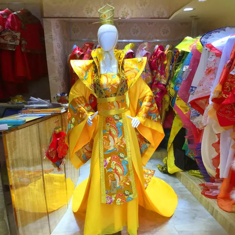 Hanfu ชุดการแสดงของจักรพรรดิชุดการแต่งงานคู่สีแดงทองชุดจีนชุดเจ้าสาวเจ้าสาวโบราณ