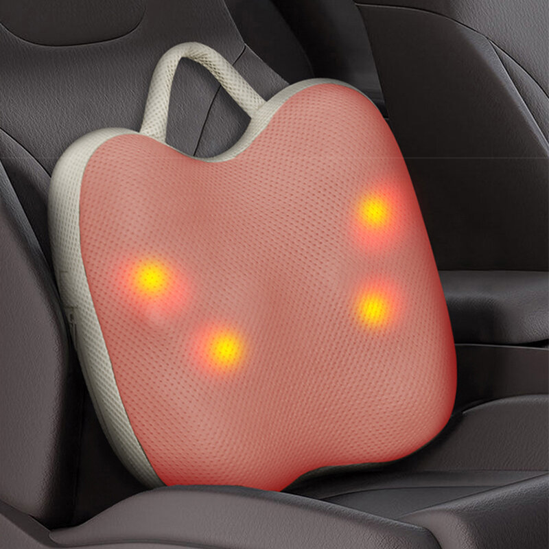 Almohada de masaje de espalda eléctrica 3D, compresa caliente, FIR, fisioterapia, cuello, cintura, cuerpo completo, masajeador inalámbrico, uso en el coche y el hogar