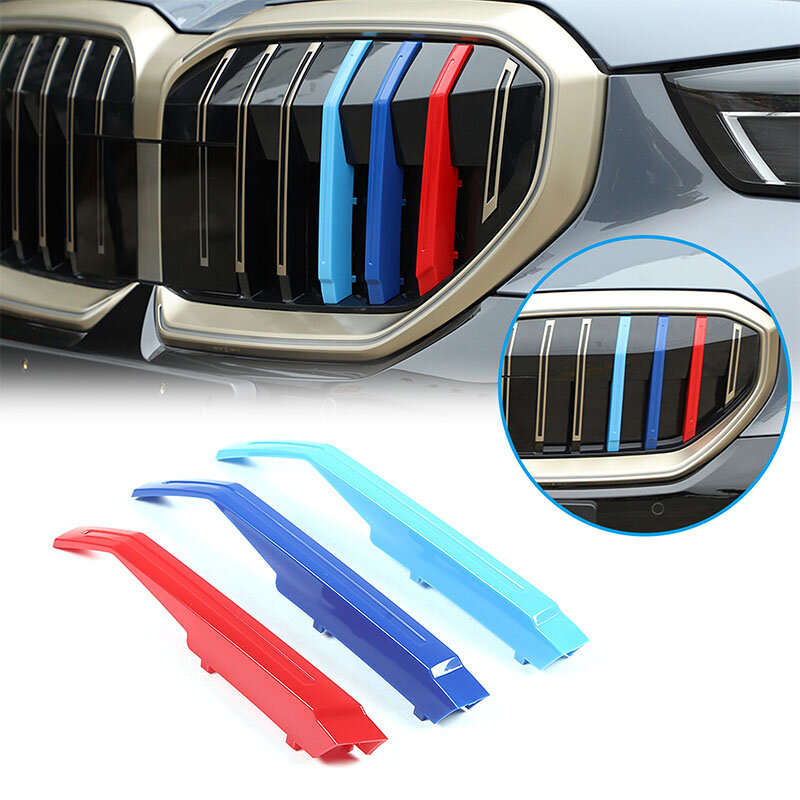 cheya ABS Car Front Grille Sport Strips Cover for BMW 5 Series G60 2024+ (7 Bars Per Side) Medium Grid Buckle Exterior Accessory